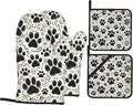 Black White Paw Oven Mitts & Potholder Set of 4 by Unknown
