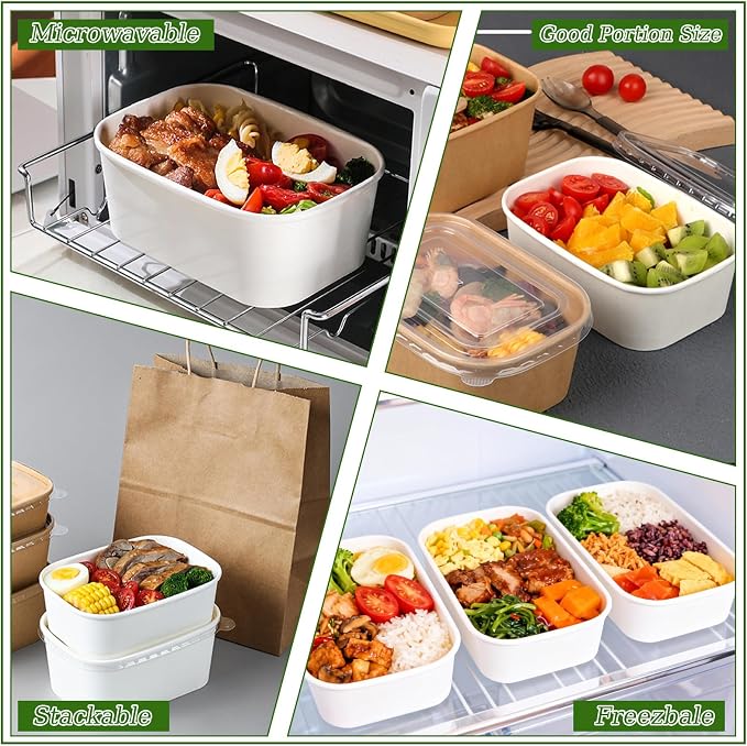 DI QIU REN 50-Pack 29oz Disposable Meal Prep Containers - Image 5