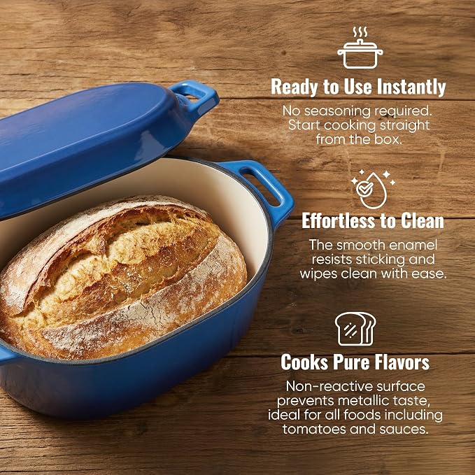 Dutch Oven for Bread Baking, 3.4 QT Bread Dutch Oven for Sourdough, Enamelled - Image 5