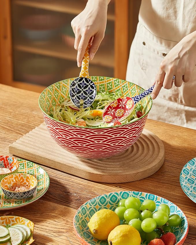 Metahom Ceramic Mixing Bowls for Kitchen, Colorful Nesting Bowls, Large Serving - Image 3