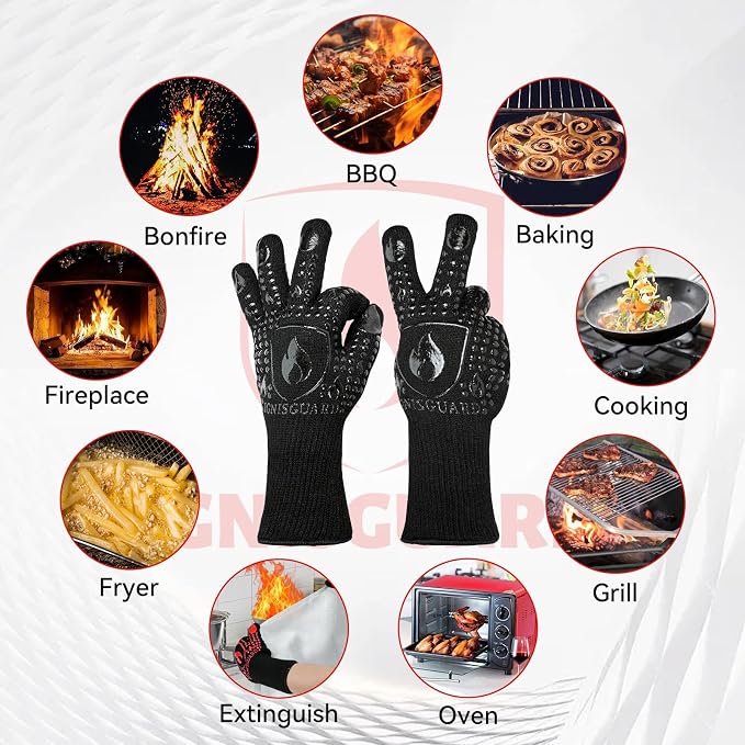 BBQ & Grill Gloves, Oven Gloves, 1472°F Silicone Oven Mitts Heat Resistant - Image 7