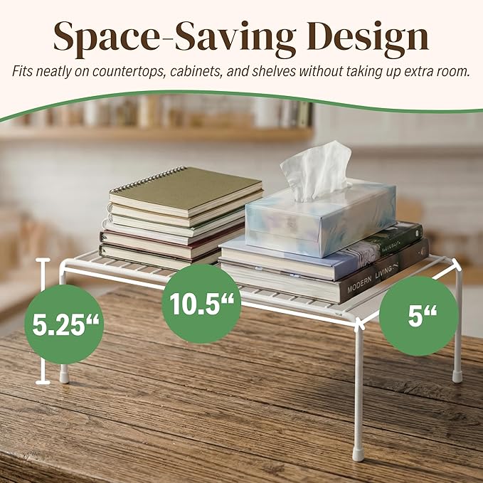 Evelots Wire Rack Cabinet Shelf Organizer -2 Pack Sturdy Metal Cabinet Riser - Image 2