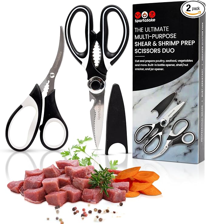 SpartaSake 2-Pack Premium Stainless Steel All Purpose Kitchen Shears by SpartaSake