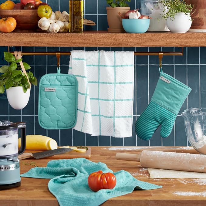 KITCHENAID Quilted Cotton Terry Cloth Oven Mitt, Pot Holder, Kitchen Towel - Image 2