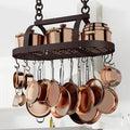 KES 34 Inch Oiled Bronze Hanging Pot Rack, Heavy Duty Oval Pot and Pan Hanging by KES