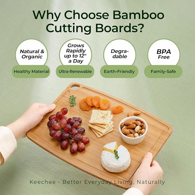 Keechee Dishwasher Safe Bamboo Cutting Boards Durable Lightweight Wood Cutting - Image 7