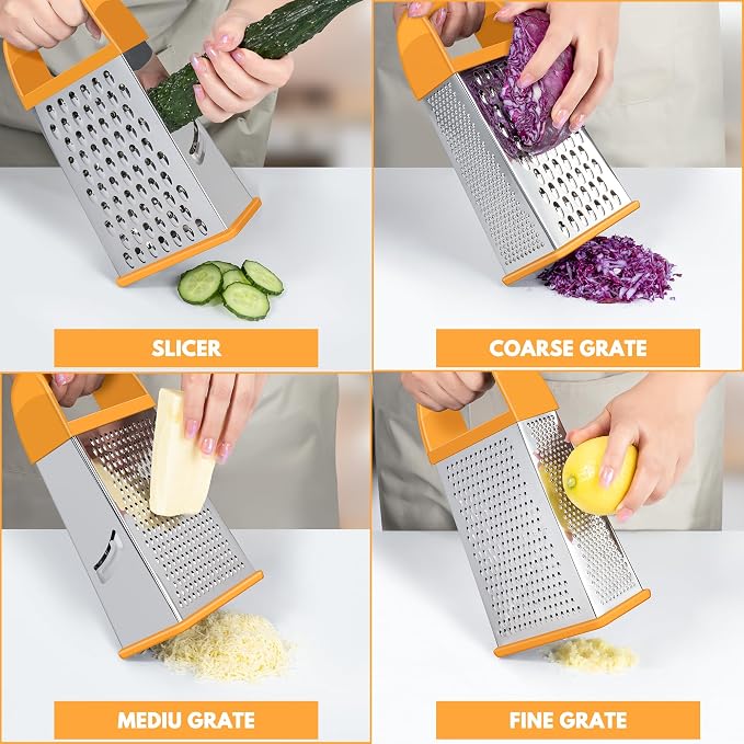 Urbanstrive Cheese Grater With Container, Professional Cheese Grater with Handle - Image 3