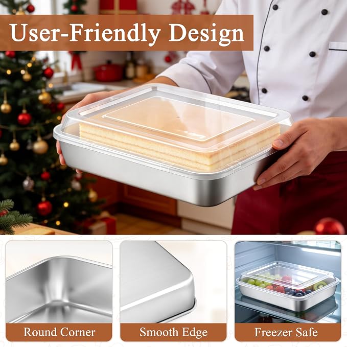 LIANYU 2 Pack Stainless Steel Baking Pan - Image 4