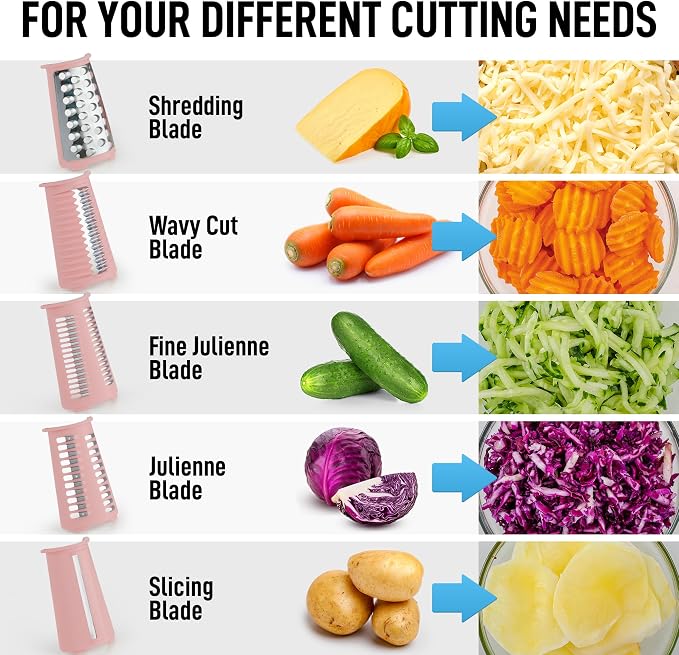 Zulay Kitchen Rotary Cheese Grater 5 Blade Cheese Shredder - Image 9