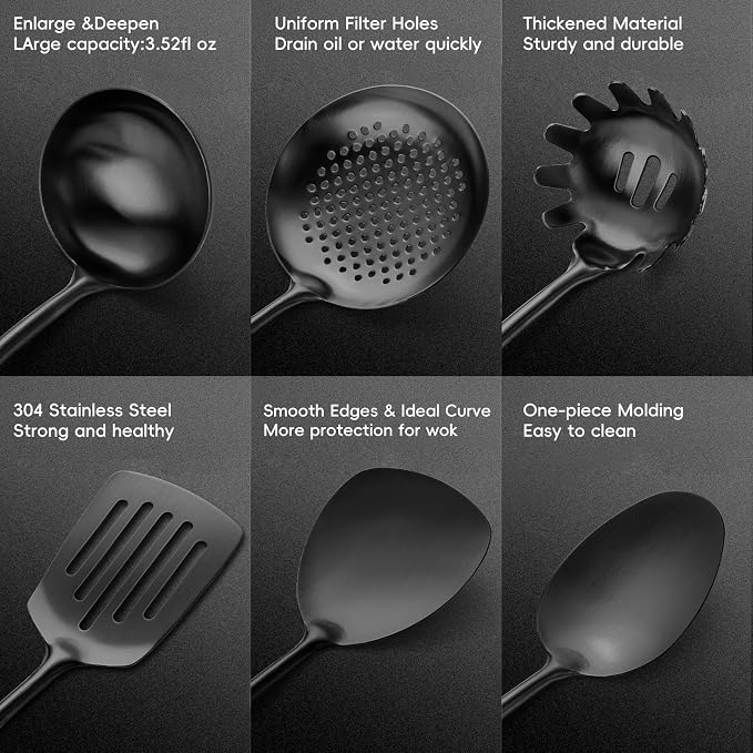 Izurok 18/10 Stainless Steel Kitchen Utensils Set, 10 Piece Cooking Utensils - Image 3