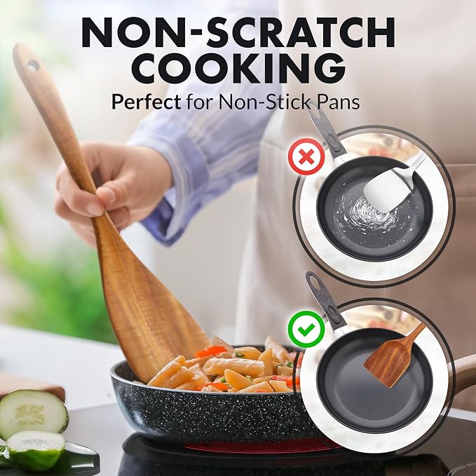 Zulay Kitchen Extra-Large 5-Piece Wooden Spoon Set - Image 5