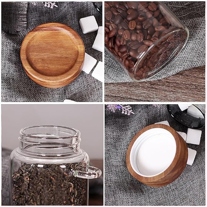 SAIOOL Sugar Jar with Lid and Spoon Set of 2, 16 OZ Tea Canisters - Image 6