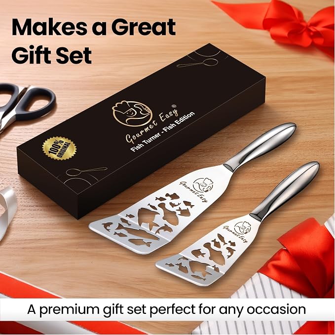 Stainless Steel Fish Spatula Set – Funky Fish Edition, 1 Large Fish Turner + 1 - Image 8