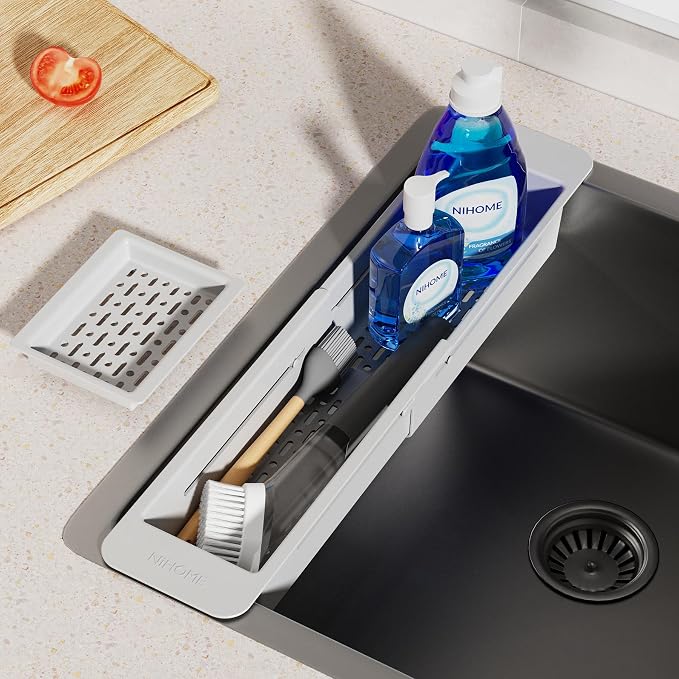 NiHome Extendable Over Sink Kitchen Organizer, Small Telescopic Brush Storage - Image 9