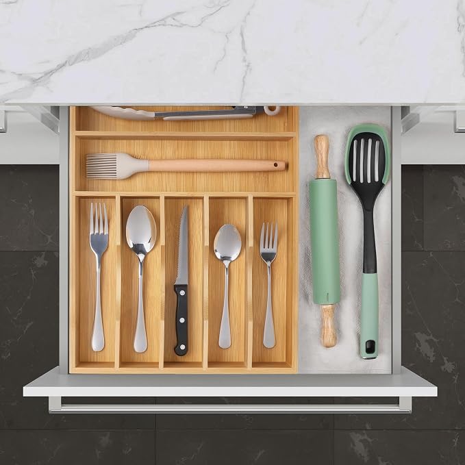 Kitchen Bamboo Silverware Organizer, Kitchen Drawer Organizer - Image 8
