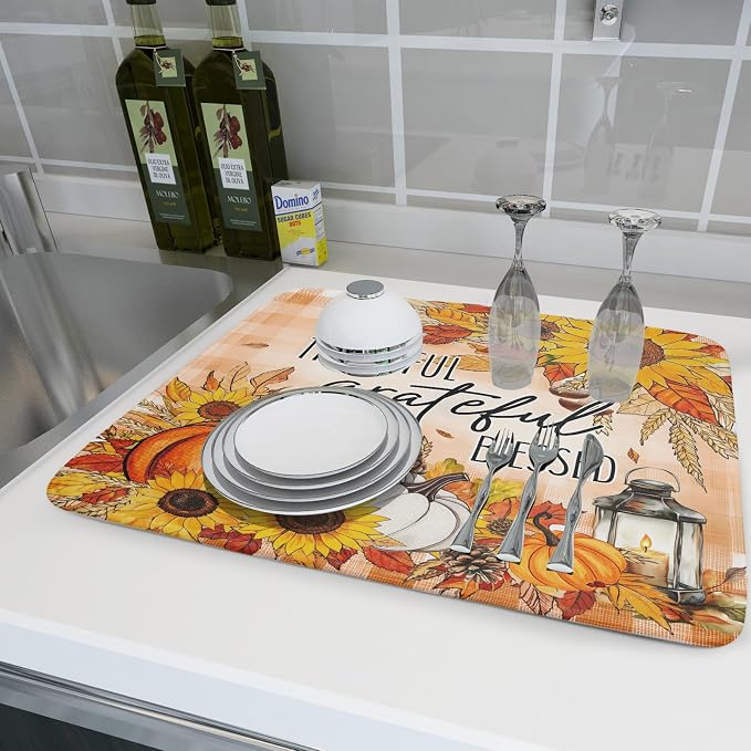 Giwawa Autumn Pumpkins Dish Drying Mat - Image 6