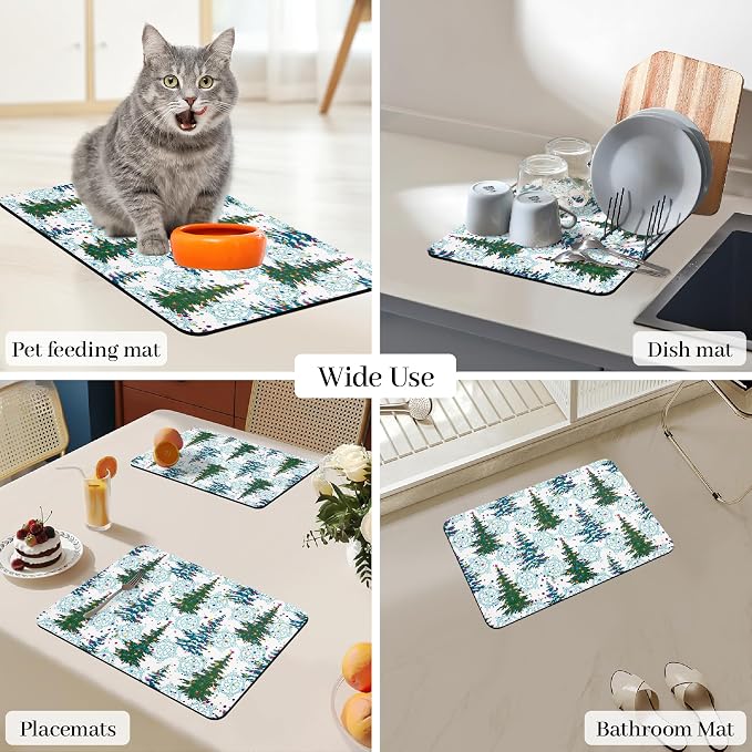 Bloss Christmas Dish Drying Mat, 19x12 Inch Coffee Mat - Image 7
