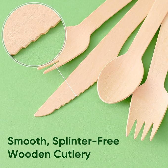 Disposable Wooden Utensils Set, Compostable Utensils, Disposable Cutlery - Image 7