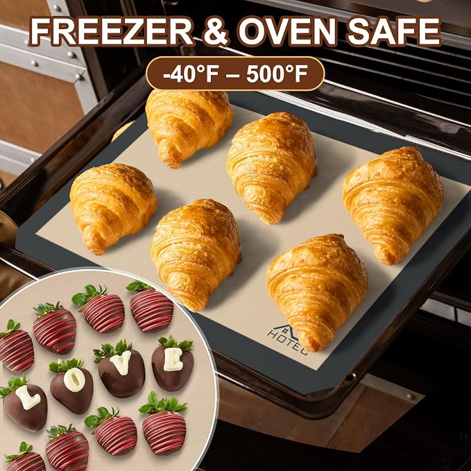 HOTEC Silicone Baking Mats 3 Pack – Thickened Non-Stick Reusable Silicone - Image 4
