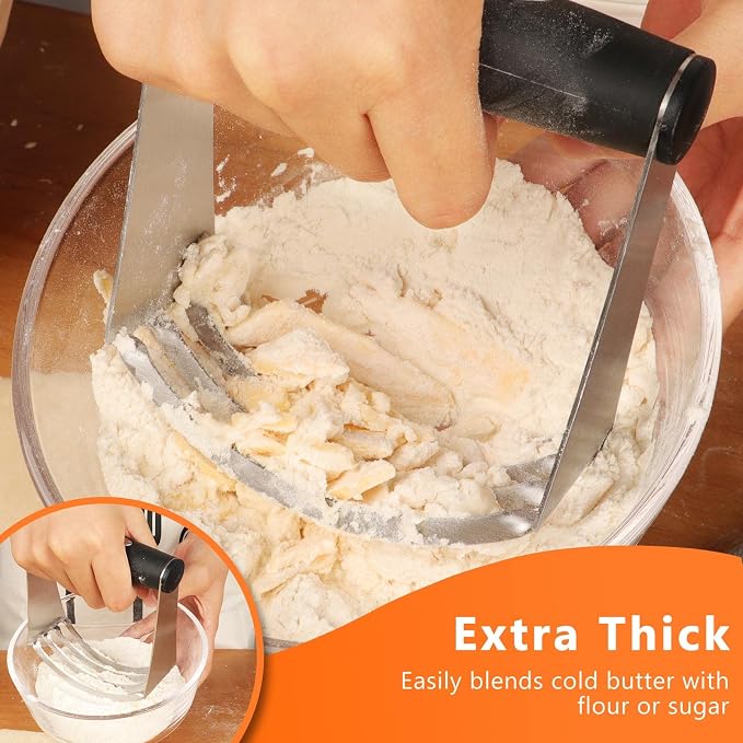 HULISEN Stainless Steel Biscuit Cutter Set, Pastry Scraper and Dough Blender - Image 3