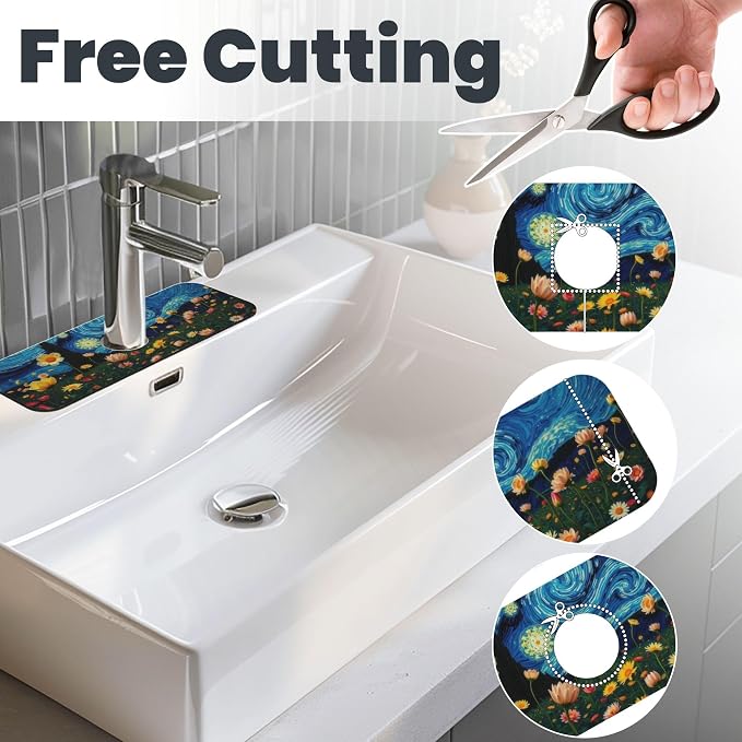 Starry Night Flowers Dish Drying Mat - Image 9