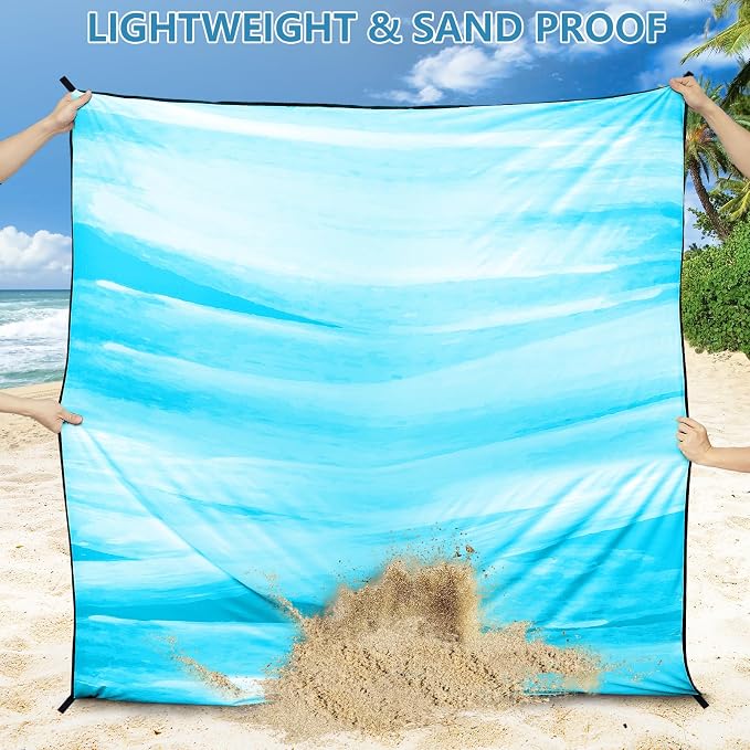 WIWIGO Beach Blanket Waterproof Sandproof Beach Mat 79" X 83"/10'x9'for 2-8 - Image 3