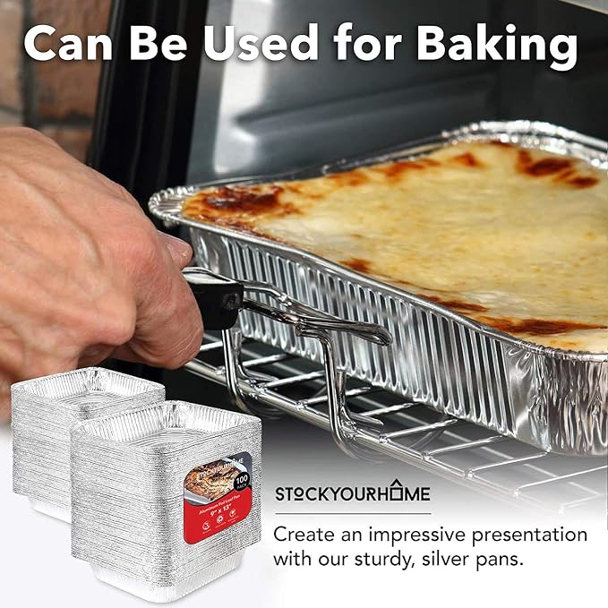Stock Your Home Aluminum Pans 9x13 Disposable Foil Baking Pans - Image 6