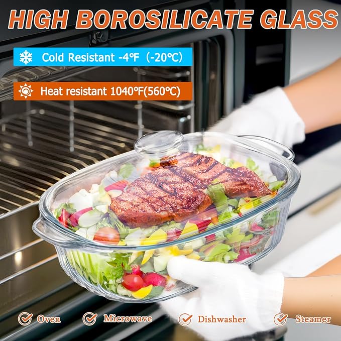 Reasim 2.8L/3Qt Glass Casserole Baking Dish - Image 4