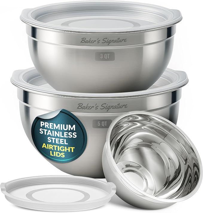 Baker's Signature Stainless Steel Mixing Bowls by BakersSignature