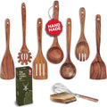 9 Pcs Teak Wooden Spoons for Cooking by WOODLANDSUSA