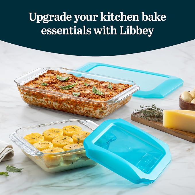 Libbey Baker’s Premium 5 Piece Glass Baking Dish Set, Stackable Casserole Dish - Image 2