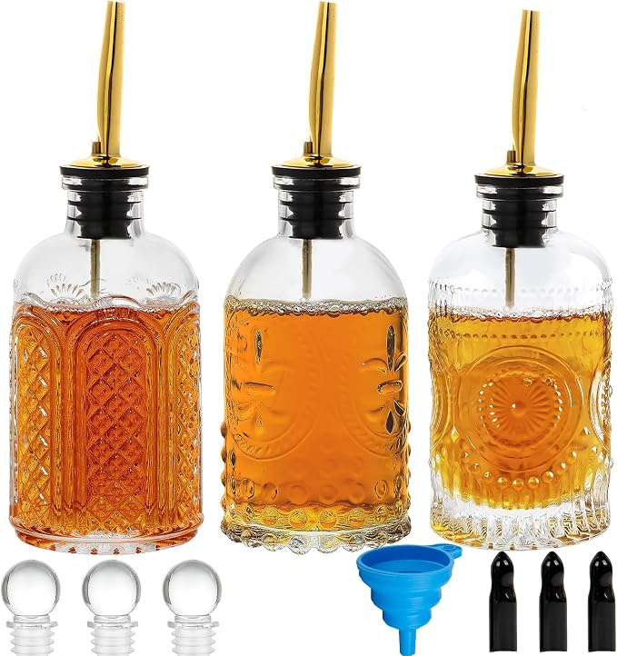Syrup Dispenser Bottles Set of 3, Simple Syrup Bottle by INFTYLE