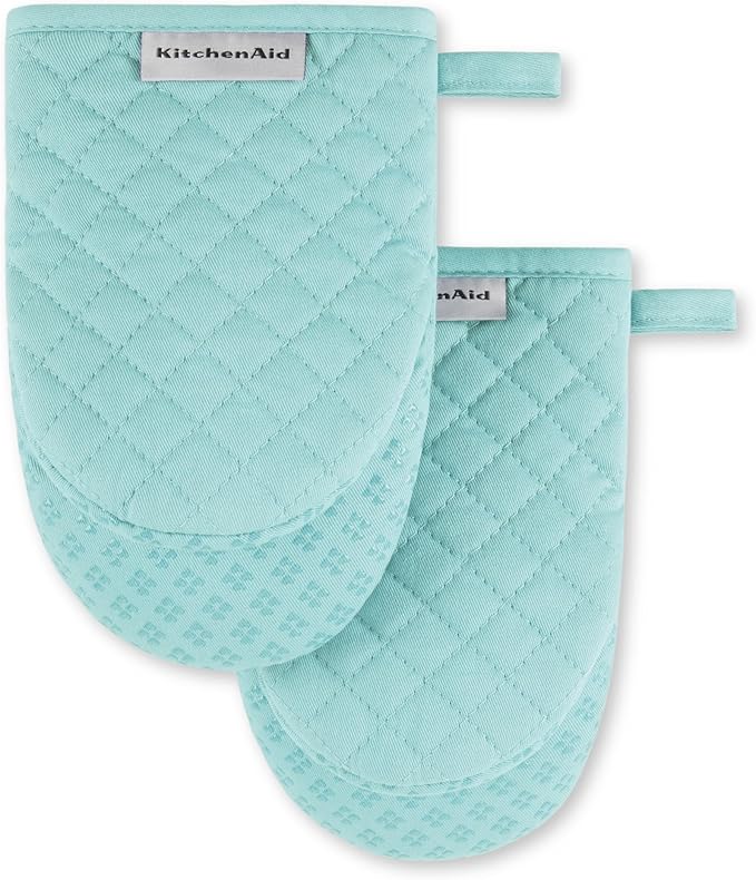 KitchenAid Asteroid Mini Oven Mitt 2-Pack Set, Mineral Water Aqua by KitchenAid