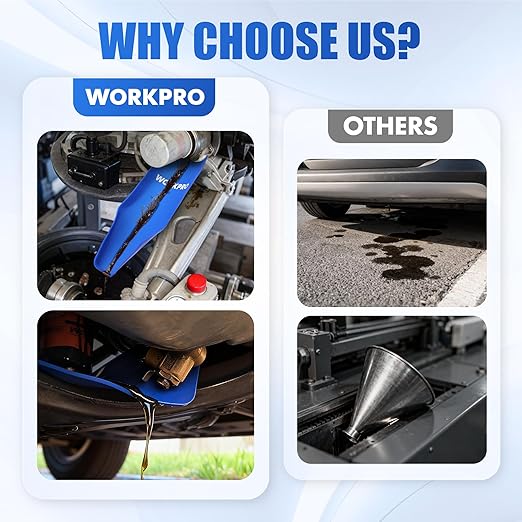 WORKPRO Flexible Oil Funnel for Automotive Use, Foldable Oil Drain Tool for - Image 6