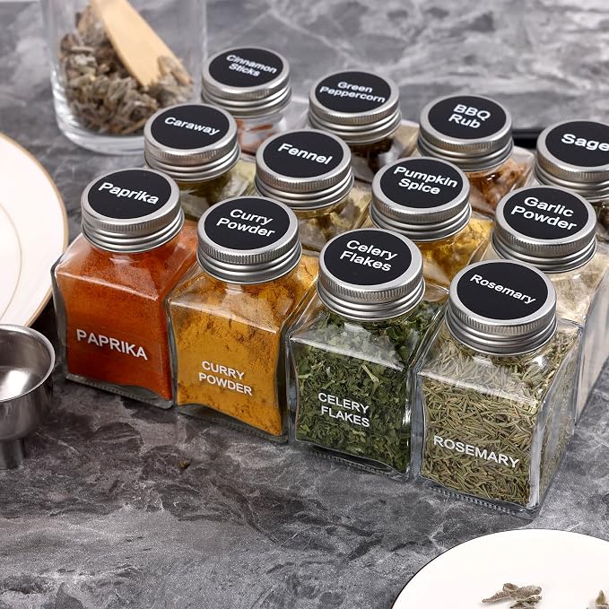MIUKAA 49-Pack Cube Glass Spice Jars - Image 6