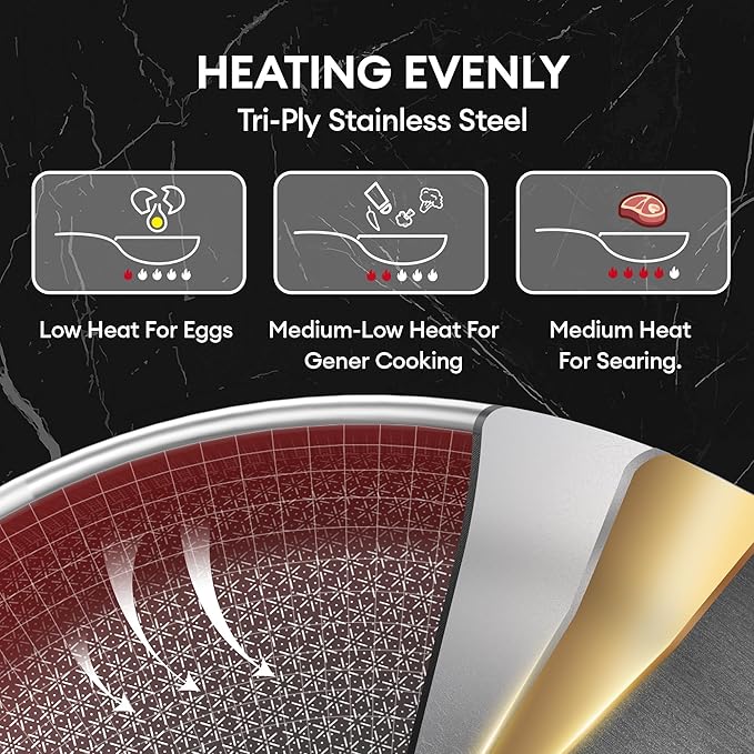 COOKER KING Stainless Steel Cookware Set, Hybrid Ceramic Cookware, Non-Stick - Image 4