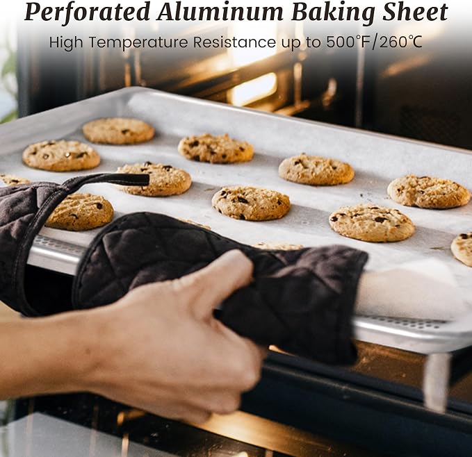 6 Pack Full Size Aluminum Perforated Baking Sheet Pan, Restaurant & Kitchen - Image 7