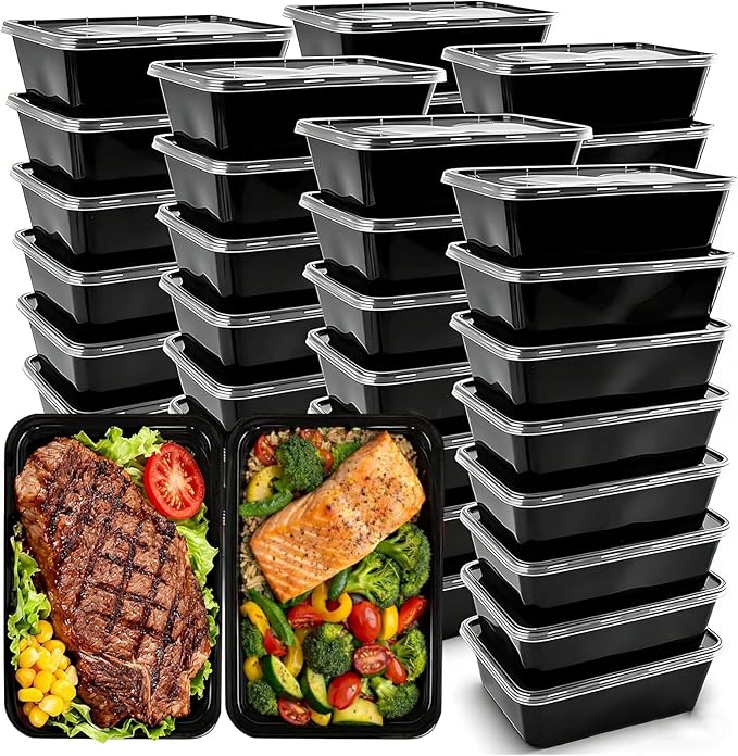 50-Pack Meal Prep Containers, 26 OZ Microwavable Reusable Food Containers by IUM%C3%89