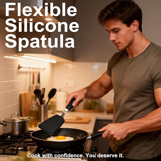 3 Piece Silicone Spatula Turner Set, Spatulas Silicone Heat Resistant Kitchen - Image 4