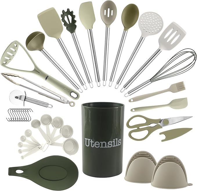 COOK WITH COLOR Silicone Cooking Utensils, Kitchen Utensil Set, Cooking Utensils by CookwithColor