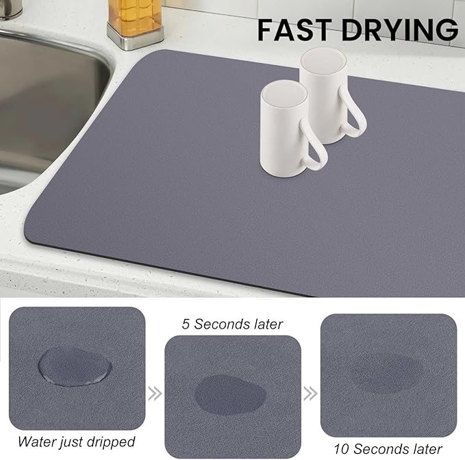 WISELIFE Dish Drying Mat Super Absorbent Drying Mat Large Dish Drying Mats - Image 4