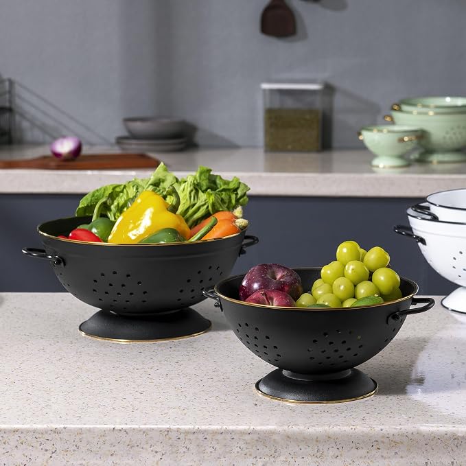 Metal Colander Set of 2, Strainer Basket - Image 7
