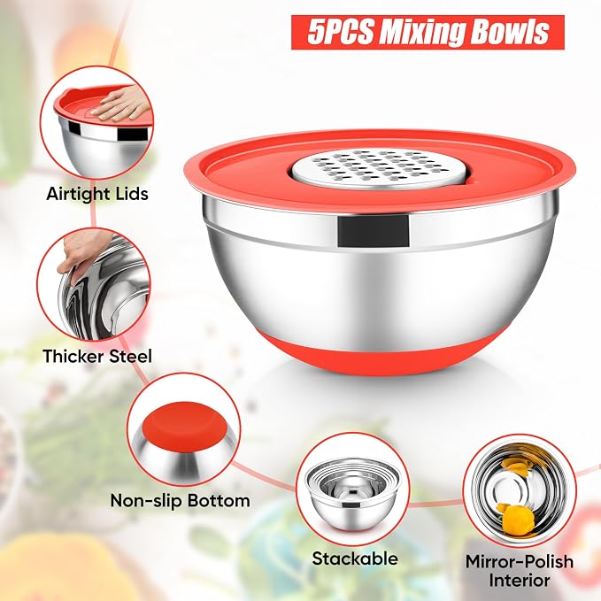 E-far Stainless Steel Mixing Bowls - Image 3
