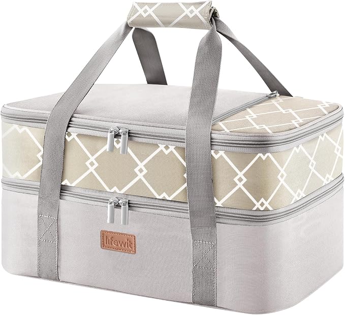 Lifewit Insulated Double Decker Casserole Carrier, Lasagna Lugger Holder by Lifewit