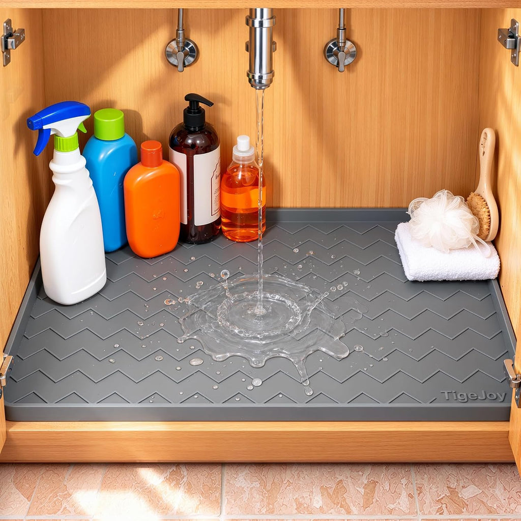 TigeJoy Under Sink Mats for Kitchen Waterproof 28" x 19", Cabinet