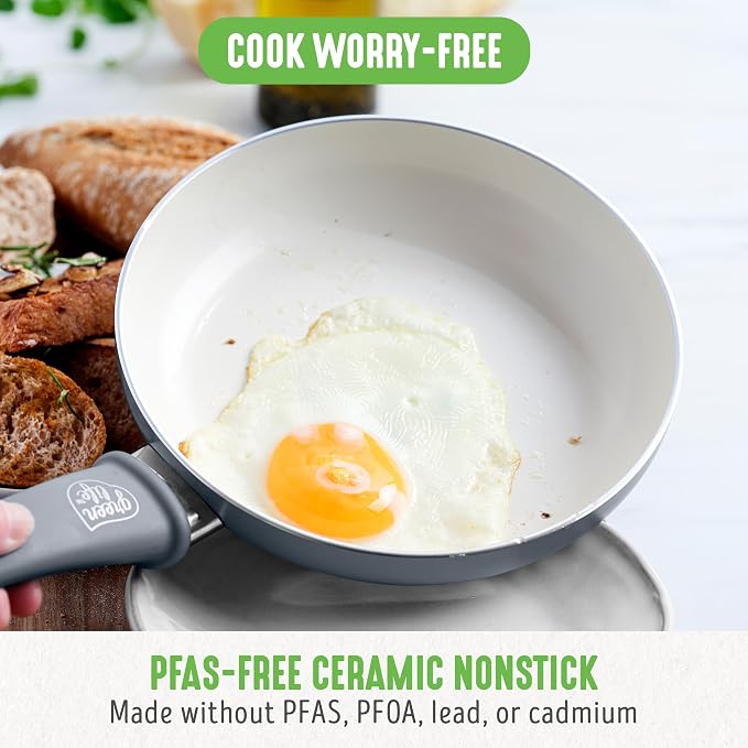 GreenLife Non Stick Fry Pan Set, Non-Toxic PFAS-Free Ceramic Skillets, - Image 2