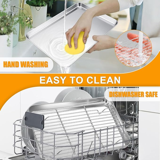 Homikit Baking Sheet with Wire Rack, 10.5 x 8 Inches Stainless Steel Small - Image 7