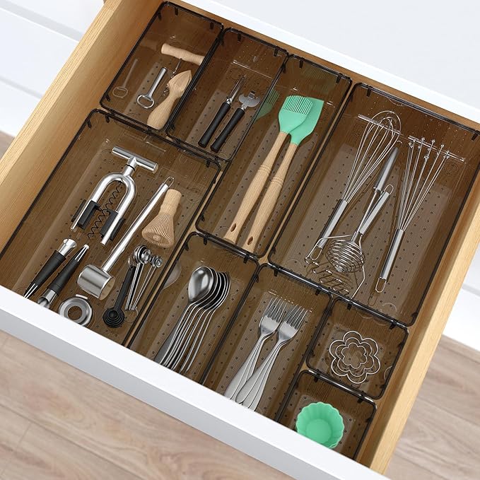 StorMiracle 23 PCS Clear Plastic Drawer Organizers Set, 4 Size Desk Drawer - Image 6