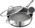 Frying Pans Nonstick with Lid, Hybrid Non Stick 6.5 Quart Saute Braiser pan by SNOWCLAD