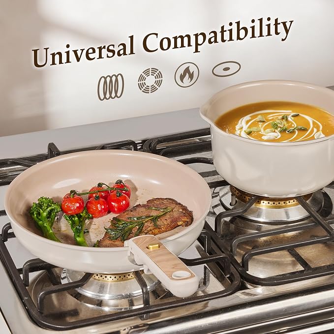 CAROTE Nonstick Pots and Pans Set, Cookware Set Detachable Handle, RV Cookware - Image 5